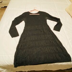 Dark Gray Long Sleeve Knit Dress